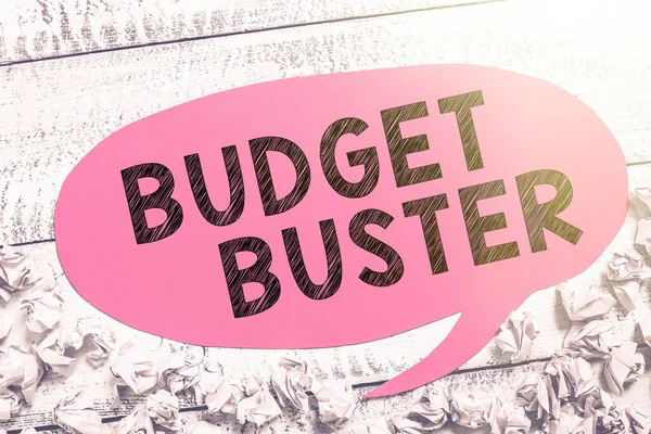 Señal Escritura Mano Buster Presupuesto Enfoque Negocio Gastos Sin Preocupaciones —  Fotos de Stock