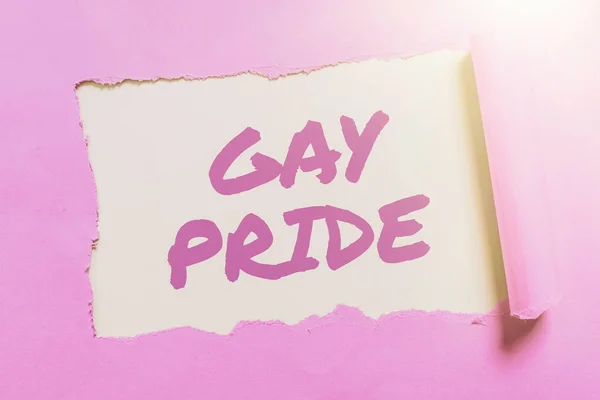 Texto Caligrafia Orgulho Gay Vitrine Negócios Dignidade Indivíduo Que Pertence — Fotografia de Stock