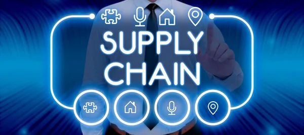 Testo Calligrafico Supply Chain Concept Meaning Sistema Organizzazione Processi Dal — Foto Stock