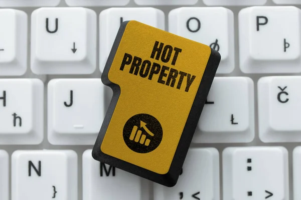 Podpis Tekstowy Przedstawiający Hot Property Word Something Który Jest Poszukiwany — Zdjęcie stockowe