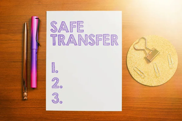 Hand writing sign Safe Transfer, Business showcase Wire Transfers electronically Not paper based Transaction