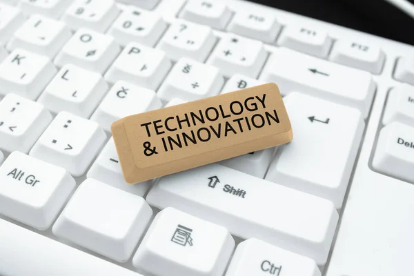 Sinal Escrita Manual Tecnologia Inovação Ideia Negócio Aplicação Uma Melhor — Fotografia de Stock