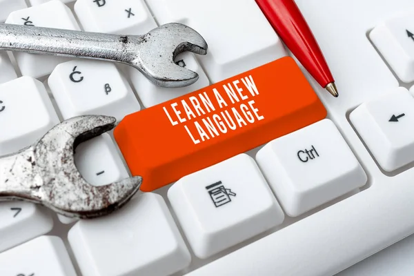 インスピレーションを示すテキスト Learn New Language Internet Concept Study母国語以外の言葉 — ストック写真