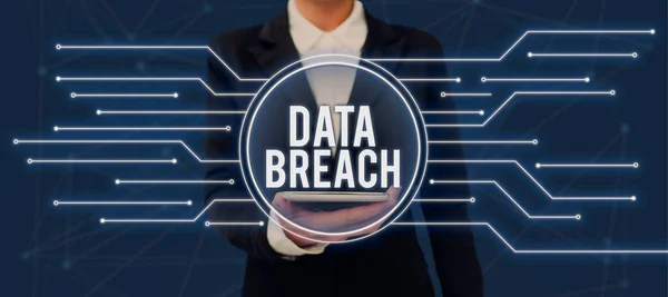 Conceptual caption Data Breach, Internet Concept security incident where sensitive protected information copied