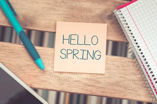 Writing Displaying Text Hello Spring Business Approach Καλωσορίζοντας Την Εποχή — Φωτογραφία Αρχείου