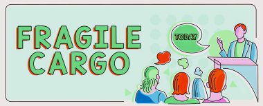 Kırılgan Kargo 'yu gösteren metin işareti, Kırılabilir Saplı Kelime Dikkatli Kabarcıklı Cam Zararlı Ürünler Paketi
