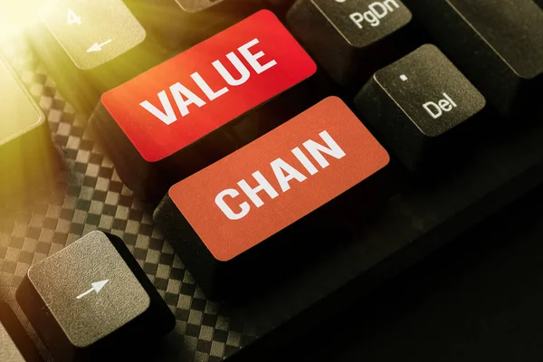 Handschrifttekst Value Chain Business Concept Business Manufacturing Process Industry Development — Stockfoto