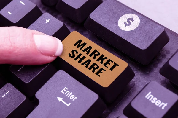 Visualizzazione Dei Segni Quota Mercato Panoramica Aziendale Porzione Mercato Controllata — Foto Stock