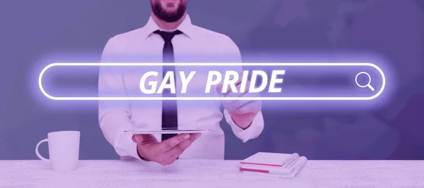 Texto Que Muestra Inspiración Orgullo Gay Palabra Para Dignidad Idividual —  Fotos de Stock