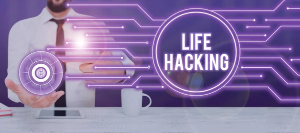 Inspiração Mostrando Sinal Vida Hacking Abordagem Negócios Técnicas Simples Inteligentes — Fotografia de Stock