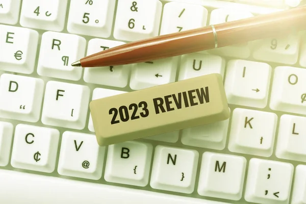 2023 Conceptual Caption 2023 Review 비즈니스 개념은 사건이나 작년에 행동을 — 스톡 사진