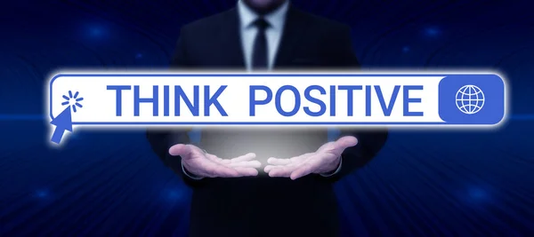 Sign Displaying Think Positiveη Τάση Είναι Θετική Αισιόδοξη Στη Στάση — Φωτογραφία Αρχείου