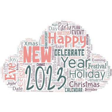 Bulut şeklinde bulut şeklinde büyük bir kelime. Mutlu yıllar 2023..