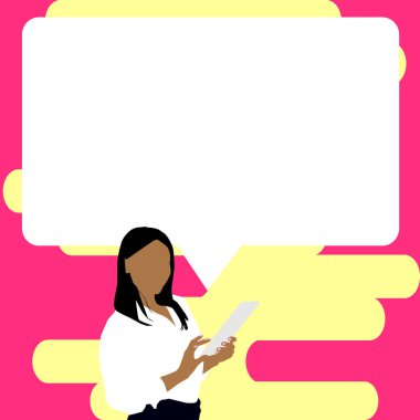 Sunucu Yeni Duyuru Gösteren Konuşma Baloncuğuyla Çizim.