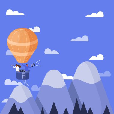 İnsanlar megafonlarını tutarak birbirleriyle konuşurken çiziyorlar..