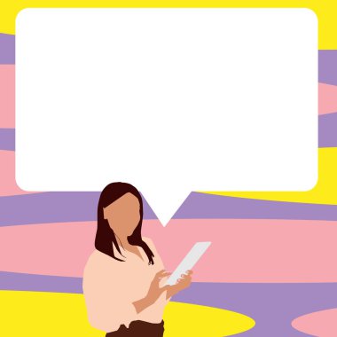 Sunucu Yeni Duyuru Gösteren Konuşma Baloncuğuyla Çizim.