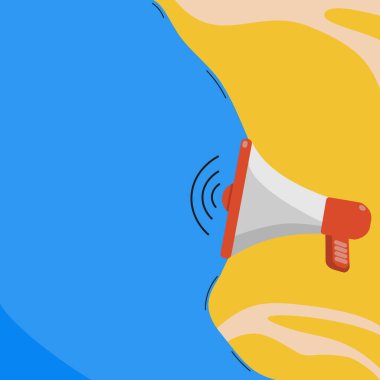 Muhabbet Baloncuğuyla Megafon Çizimi Yeni Duyuruyu Gösteriyor.