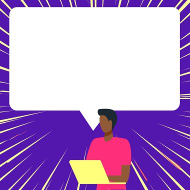 Sunucu Yeni Duyuru Gösteren Konuşma Baloncuğuyla Çizim.