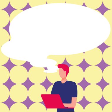 Sunucu Yeni Duyuru Gösteren Konuşma Baloncuğuyla Çizim.