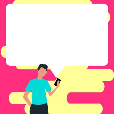 Sunucu Yeni Duyuru Gösteren Konuşma Baloncuğuyla Çizim.