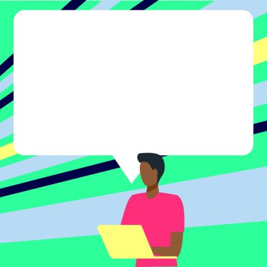 Sunucu Yeni Duyuru Gösteren Konuşma Baloncuğuyla Çizim.