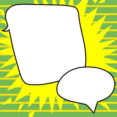 Komik Konuşma Patlama Şeklinde Kabarcıklar İş Tanıtımını Sunar.