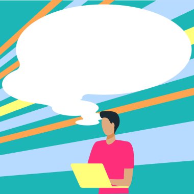 Sunucu Yeni Duyuru Gösteren Konuşma Baloncuğuyla Çizim.