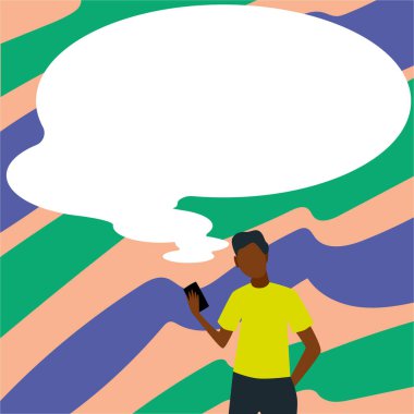 Sunucu Yeni Duyuru Gösteren Konuşma Baloncuğuyla Çizim.