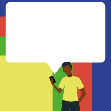 Sunucu Yeni Duyuru Gösteren Konuşma Baloncuğuyla Çizim.