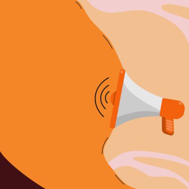 Muhabbet Baloncuğuyla Megafon Çizimi Yeni Duyuruyu Gösteriyor.