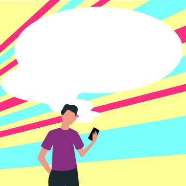 Sunucu Yeni Duyuru Gösteren Konuşma Baloncuğuyla Çizim.