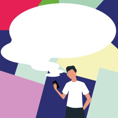 Sunucu Yeni Duyuru Gösteren Konuşma Baloncuğuyla Çizim.