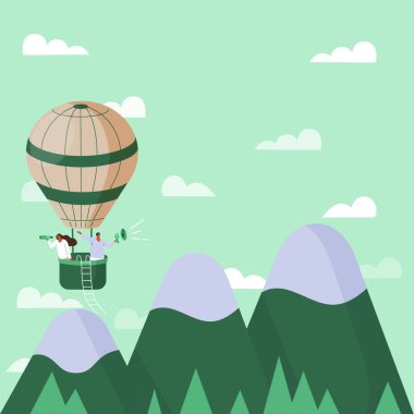 İnsanlar megafonlarını tutarak birbirleriyle konuşurken çiziyorlar..