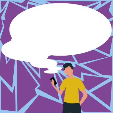 Sunucu Yeni Duyuru Gösteren Konuşma Baloncuğuyla Çizim.