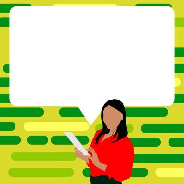 Sunucu Yeni Duyuru Gösteren Konuşma Baloncuğuyla Çizim.