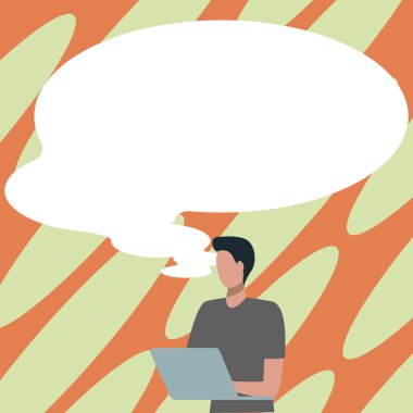 Sunucu Yeni Duyuru Gösteren Konuşma Baloncuğuyla Çizim.