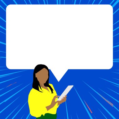 Sunucu Yeni Duyuru Gösteren Konuşma Baloncuğuyla Çizim.