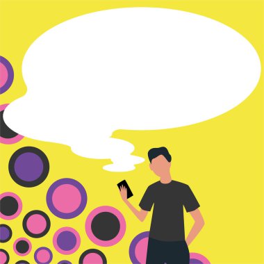 Sunucu Yeni Duyuru Gösteren Konuşma Baloncuğuyla Çizim.