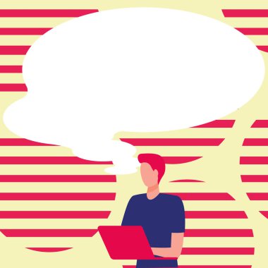 Sunucu Yeni Duyuru Gösteren Konuşma Baloncuğuyla Çizim.