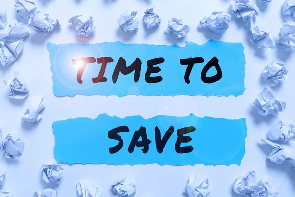 Håndskriftsskilt Tid Til Spare Forretningsutstilling Begynn Spare Penger Fremtiden Eller – stockfoto
