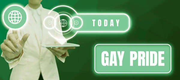 Text Caption Presenting Gay Pride Business Concept Dignity Idividual Belongs — стокове фото