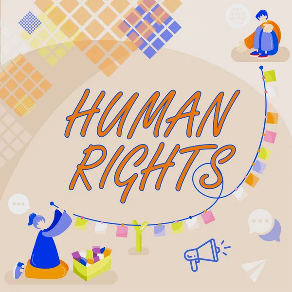 Emberi Jogokat Bemutató Szöveges Jel Üzleti Koncepció Erkölcsi Elvek Törvény — Stock Fotó