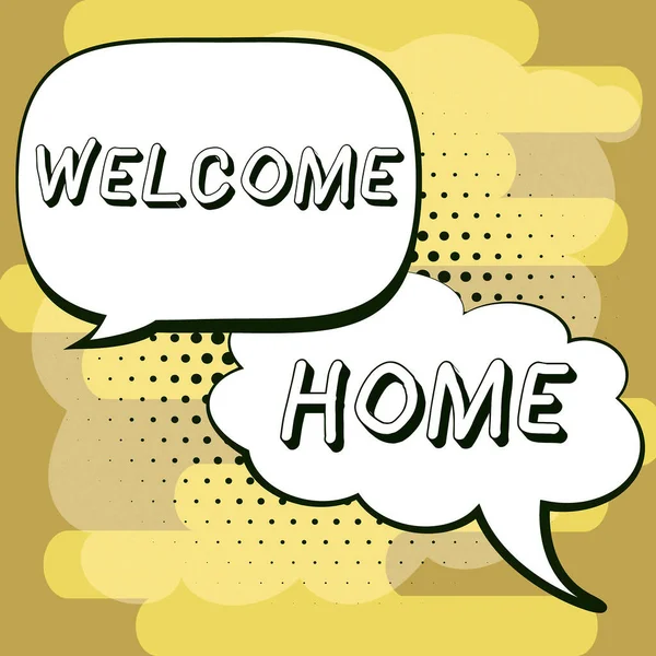 Escrevendo Exibindo Texto Welcome Home Conceito Negócio Expression Greetings Novos — Fotografia de Stock