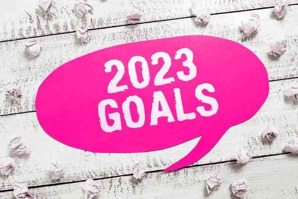 Sign Displaying 2023 Goals Conceptual Photo Egy Terv Hogy Valami — Stock Fotó