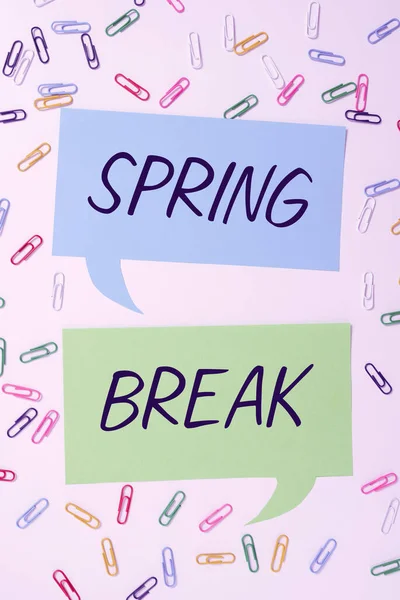 Écriture Texte Spring Break Word Vacation Period School Universities Spring — Photo