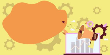 Muhabbet Baloncuğuyla Megafon Çizimi Yeni Duyuruyu Gösteriyor.