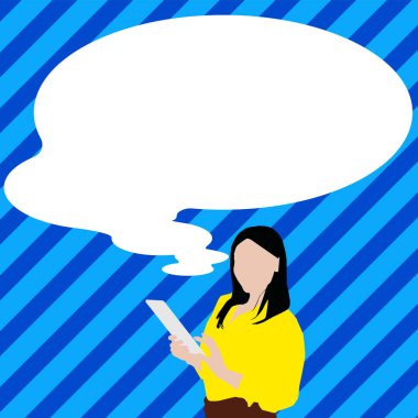 Sunucu Yeni Duyuru Gösteren Konuşma Baloncuğuyla Çizim.