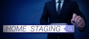 Ev Sahneleme, İş Yaklaşma Yasası 'nı gösteren metin tabelası. Özel bir konutu pazarda satışa hazırlama yasası.