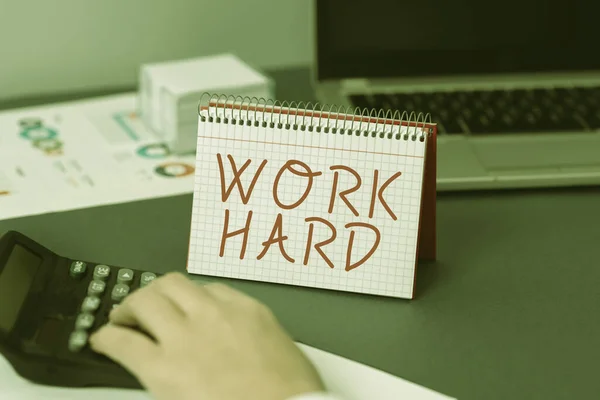 Texto Que Muestra Inspiración Work Hard Word Written Laboring Que —  Fotos de Stock