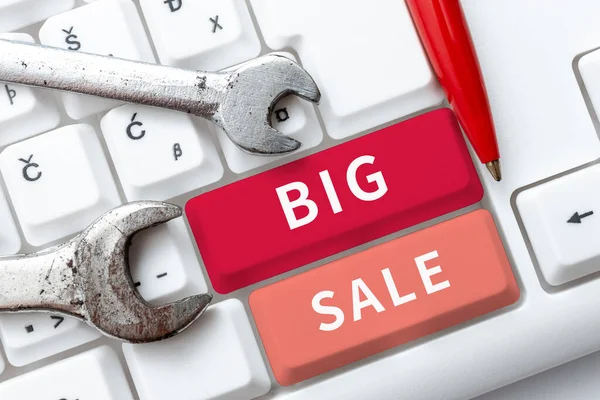 Textový Nápis Zobrazující Big Sale Word Written Putting Products High — Stock fotografie